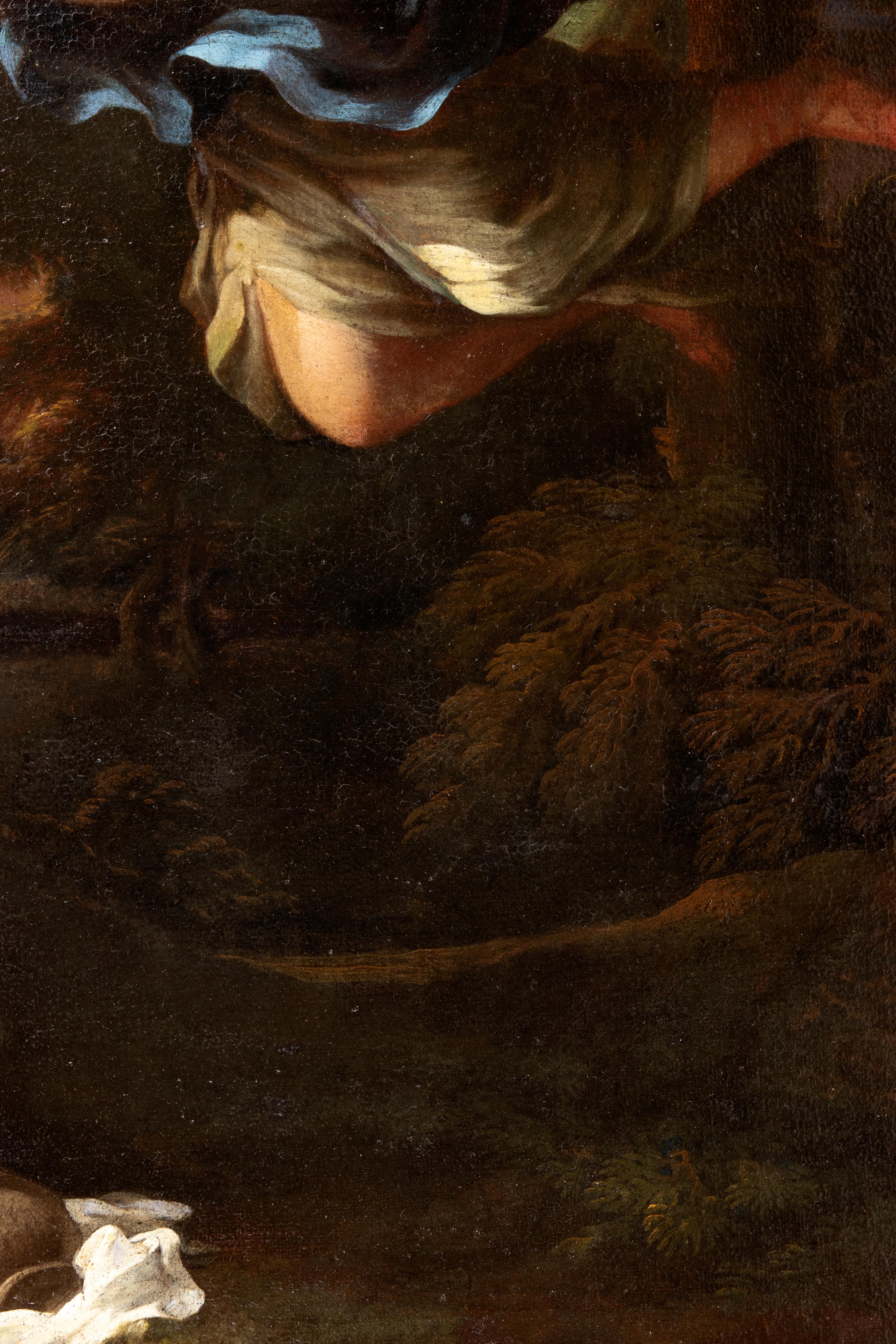 Agar und der Engel – Eulenfarbe – Ölfarbe – Ende des 17. Jahrhunderts (Schwarz), Figurative Painting, von Unknown