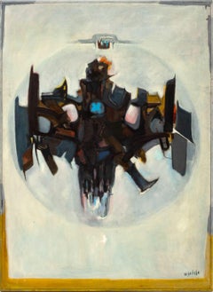 Signed Agudelo, Geometric Abstraction Oil on Canvas