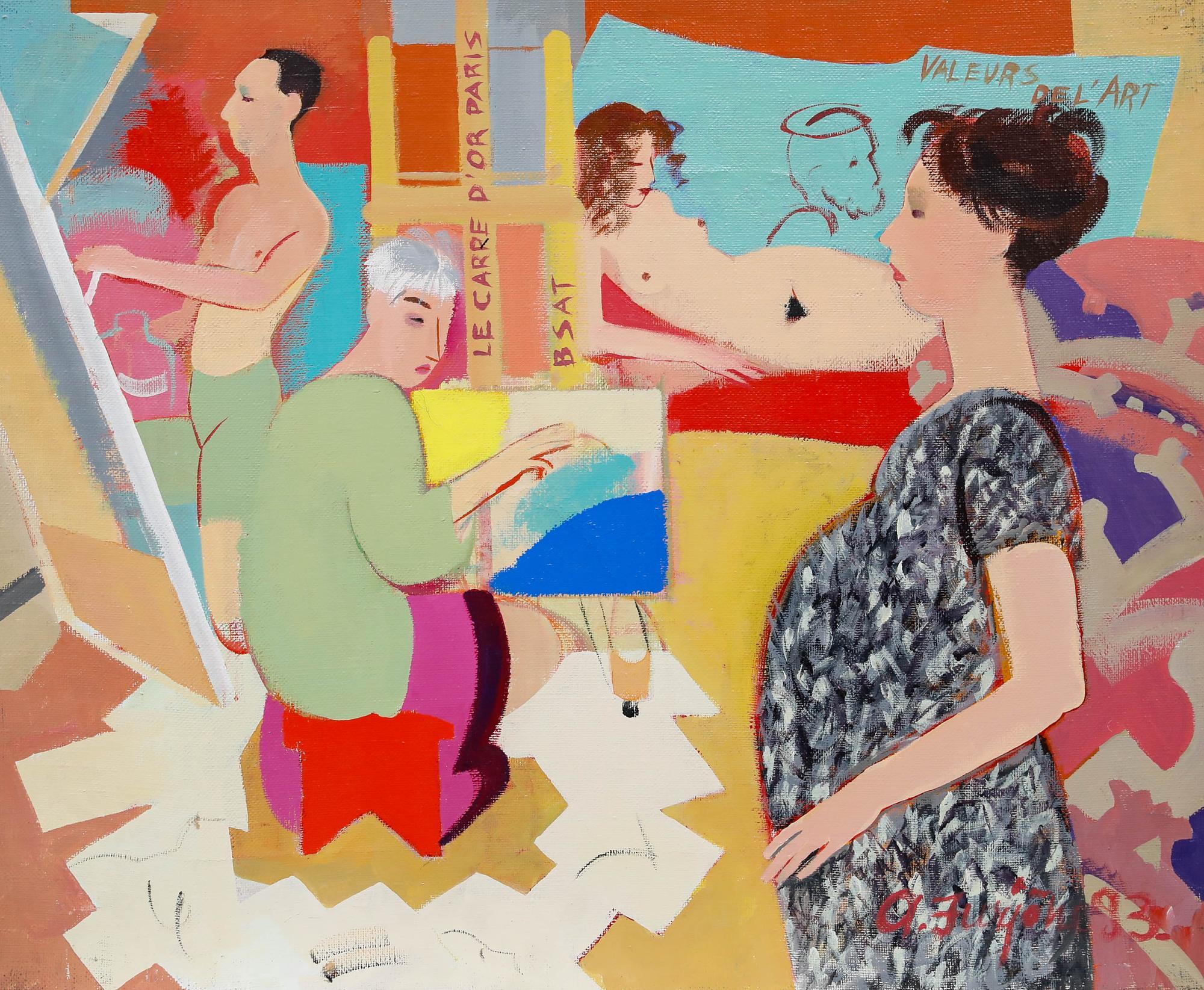 Aija Jurjane (1944-2015) - 1993 Oil, Vasara Manā Darbnīcā - Painting by Unknown