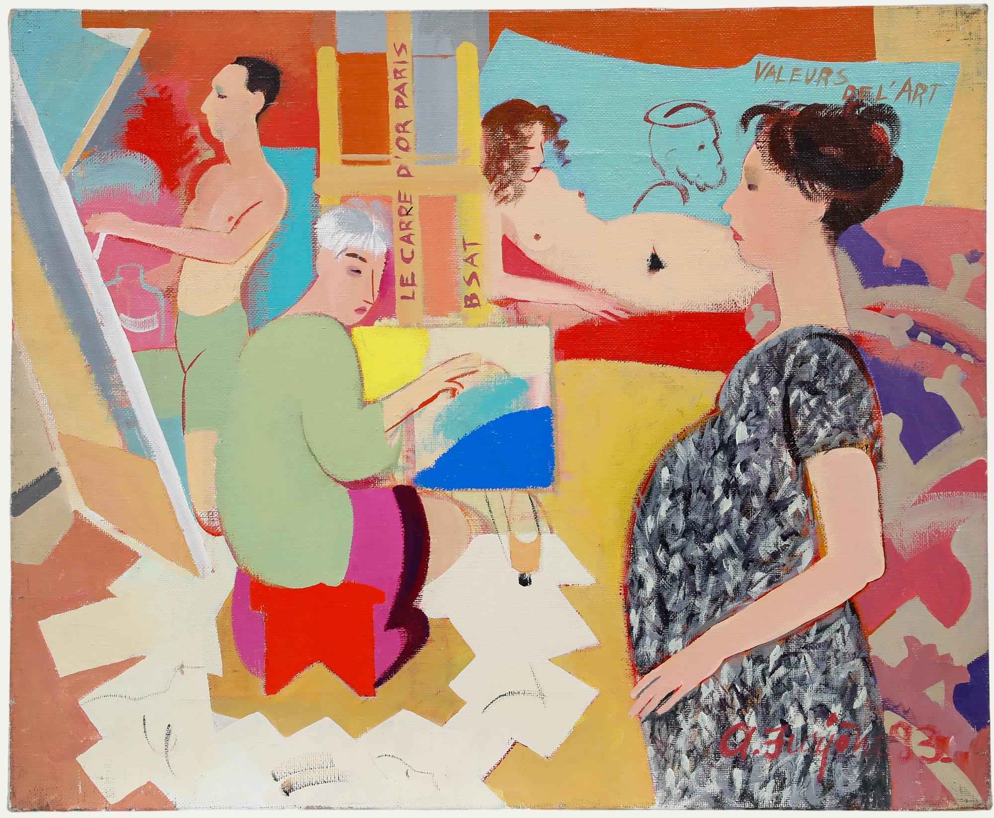 Unknown Nude Painting - Aija Jurjane (1944-2015) - 1993 Oil, Vasara Manā Darbnīcā