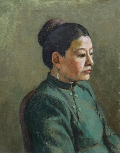 Aingelda Redmond (b.1927) - 20th Century Oil, Lady in Green
