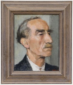 Aingelda Redmond (geb. 1927) - 20. Jahrhundert Öl, Mann mit Schnurrbart