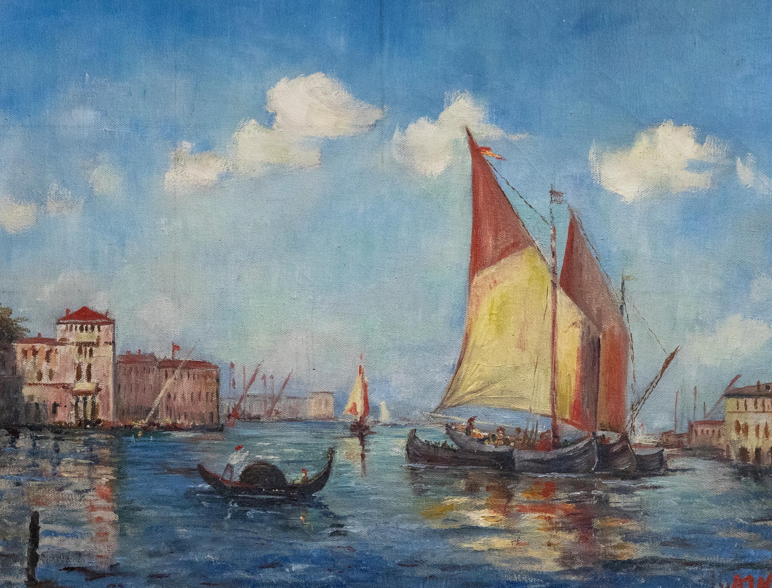 A.J.N - Framed 20th Century Oil, Colour on the Grand Canal - Painting by Unknown
