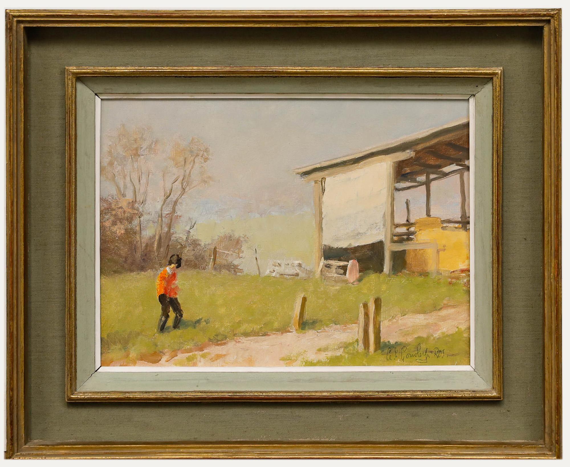 Alan Stenhouse Gourley (1909-1991) - Huile encadrée, jouant au Hay Barn