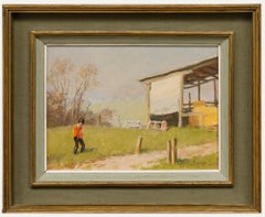 Alan Stenhouse Gourley (1909-1991) - Framed Oil, Playing by the Hay Barn