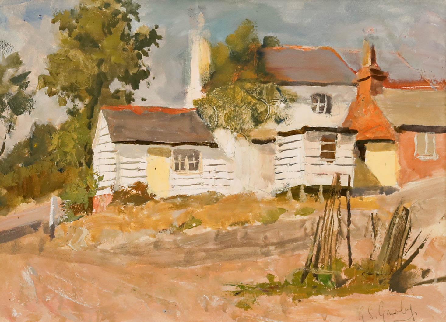 Alan Stenhouse Gourley (1909-1991) - Oil, Clapboard House with the Yellow Door - Painting by Unknown