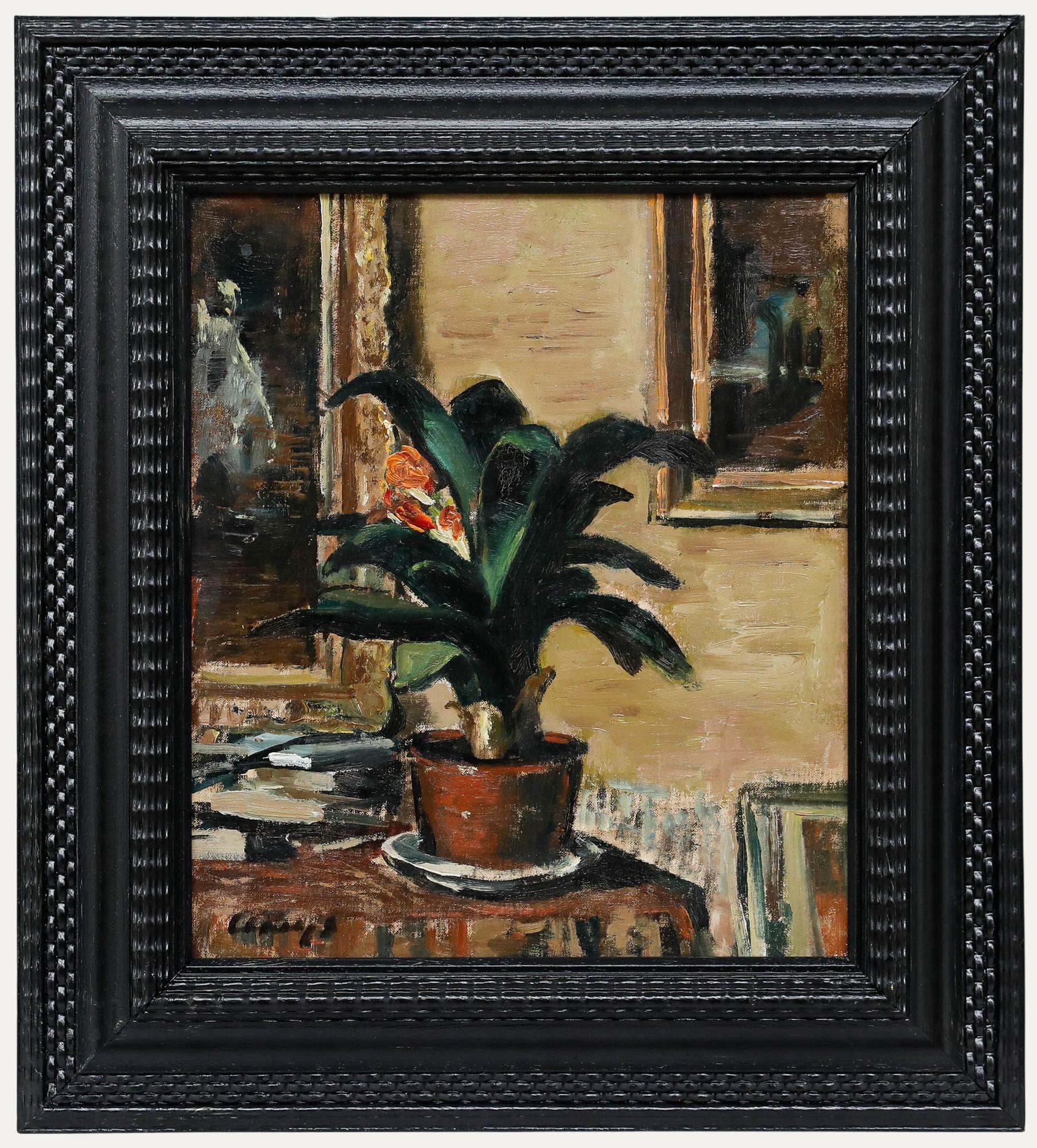 Unknown Still-Life Painting - Albert Claeys (1889-1967) - Early 20th Century Oil, Still Life with Clivia