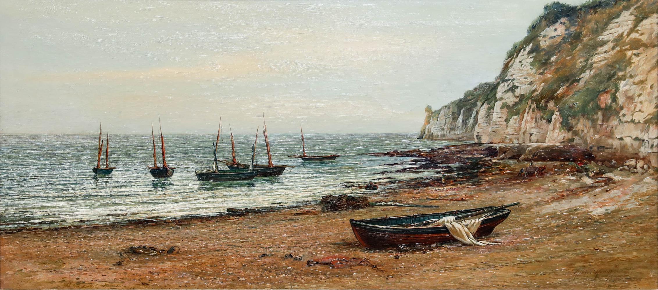 Albert Hodder (1845-1911) - 1880 Öl, Krabbenboote – Painting von Unknown