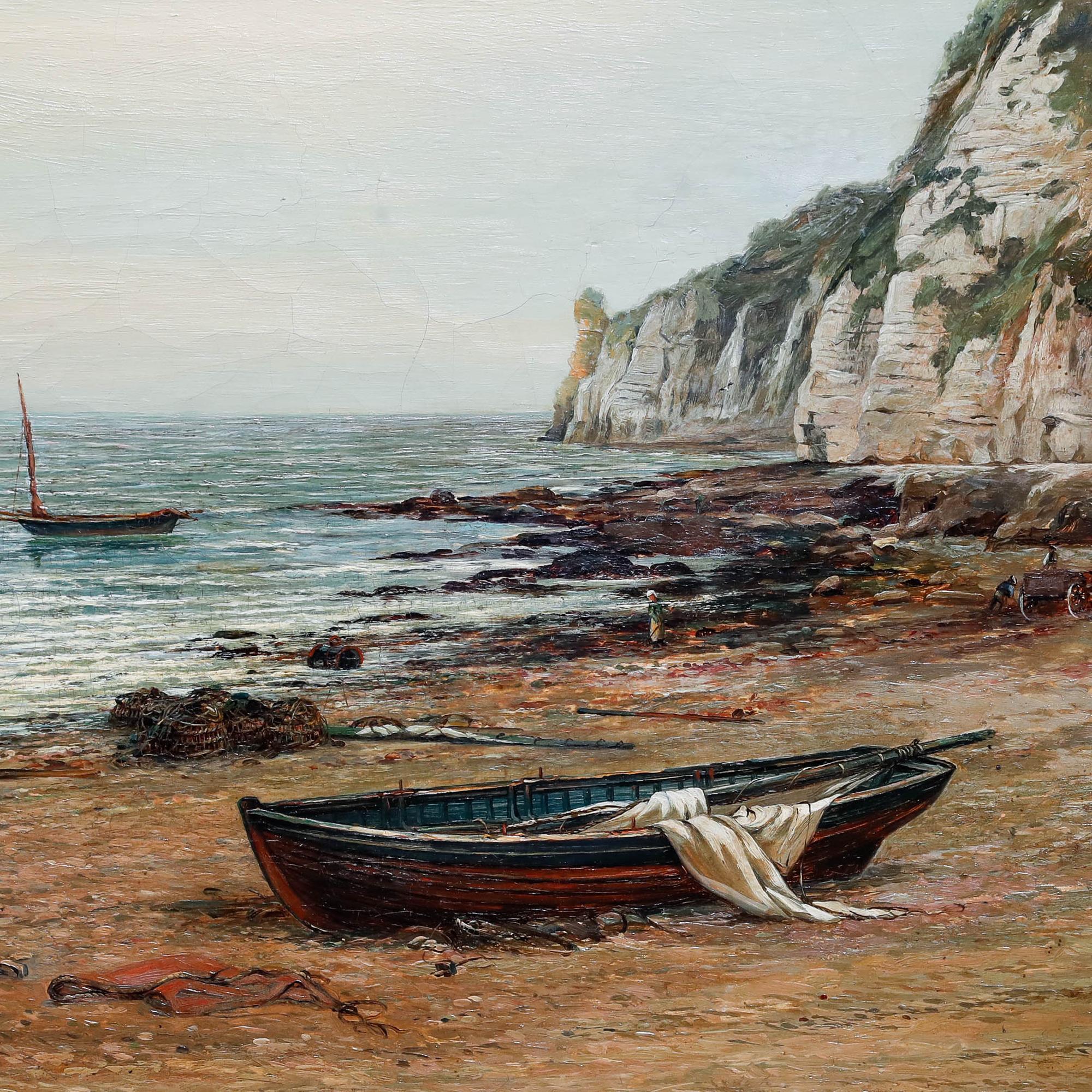 Albert Hodder (1845-1911) - 1880 Öl, Krabbenboote im Angebot 1