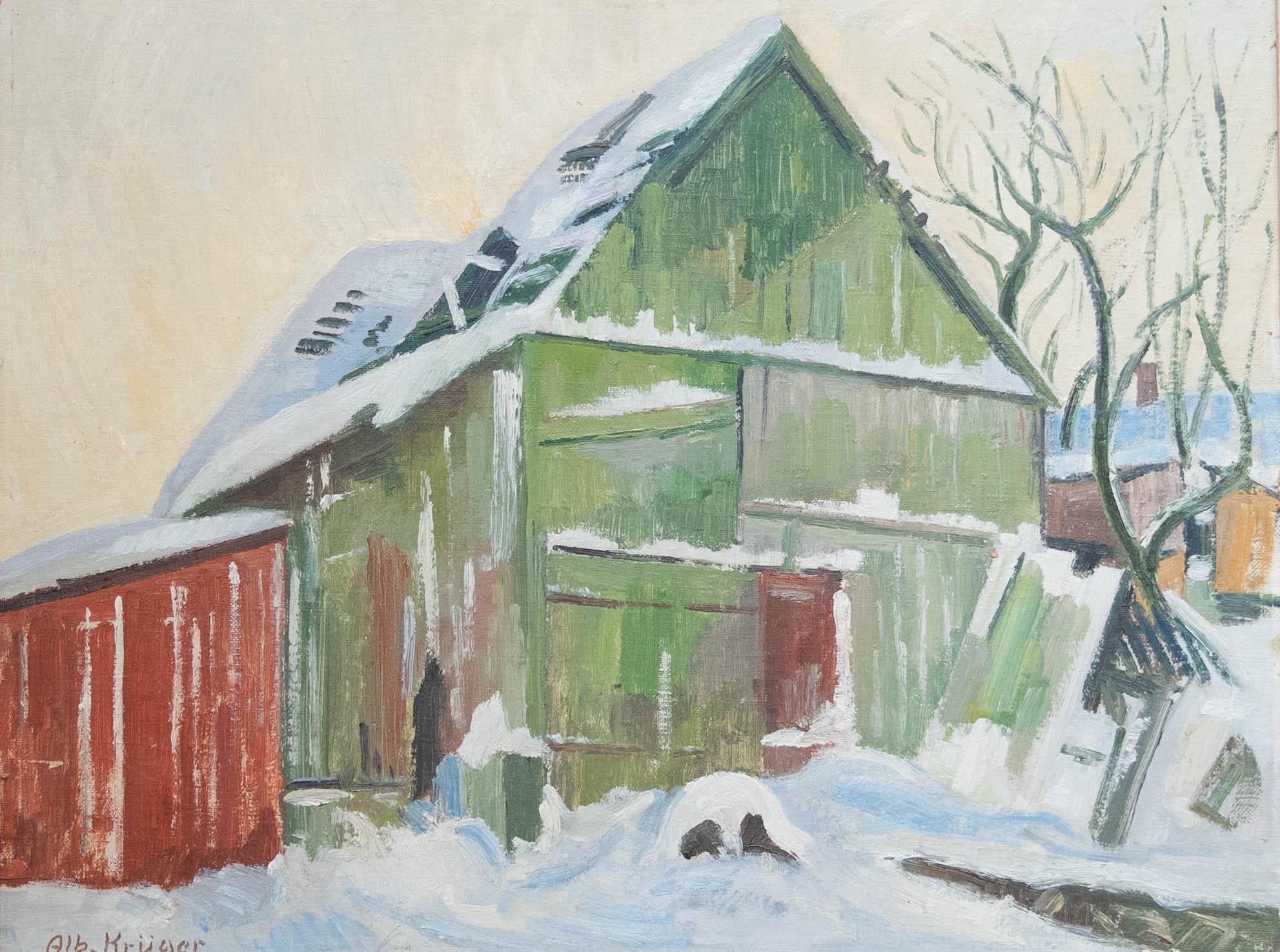 Albert Kruger (1885-1965) – Schwedische Schule des mittleren 20. Jahrhunderts, Öl, Winterschrank – Painting von Unknown