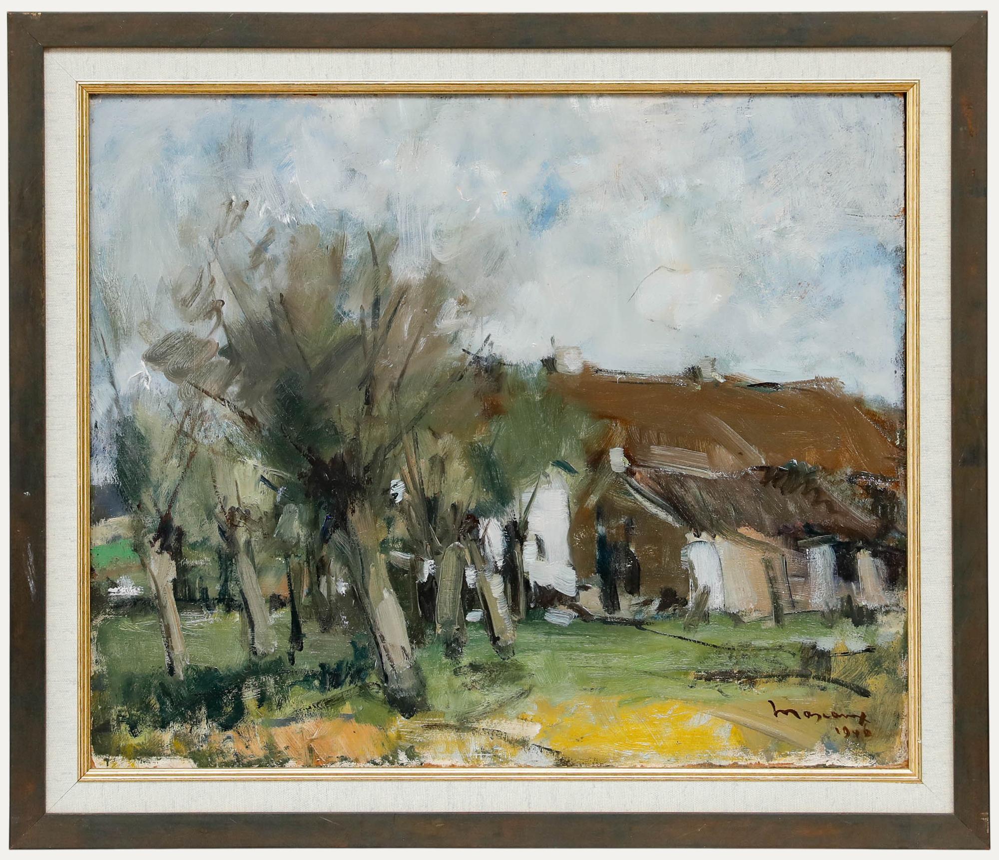Albert Mascaux (1900-1963) - Gerahmtes Ölgemälde, Paysage de Ferme, 1946