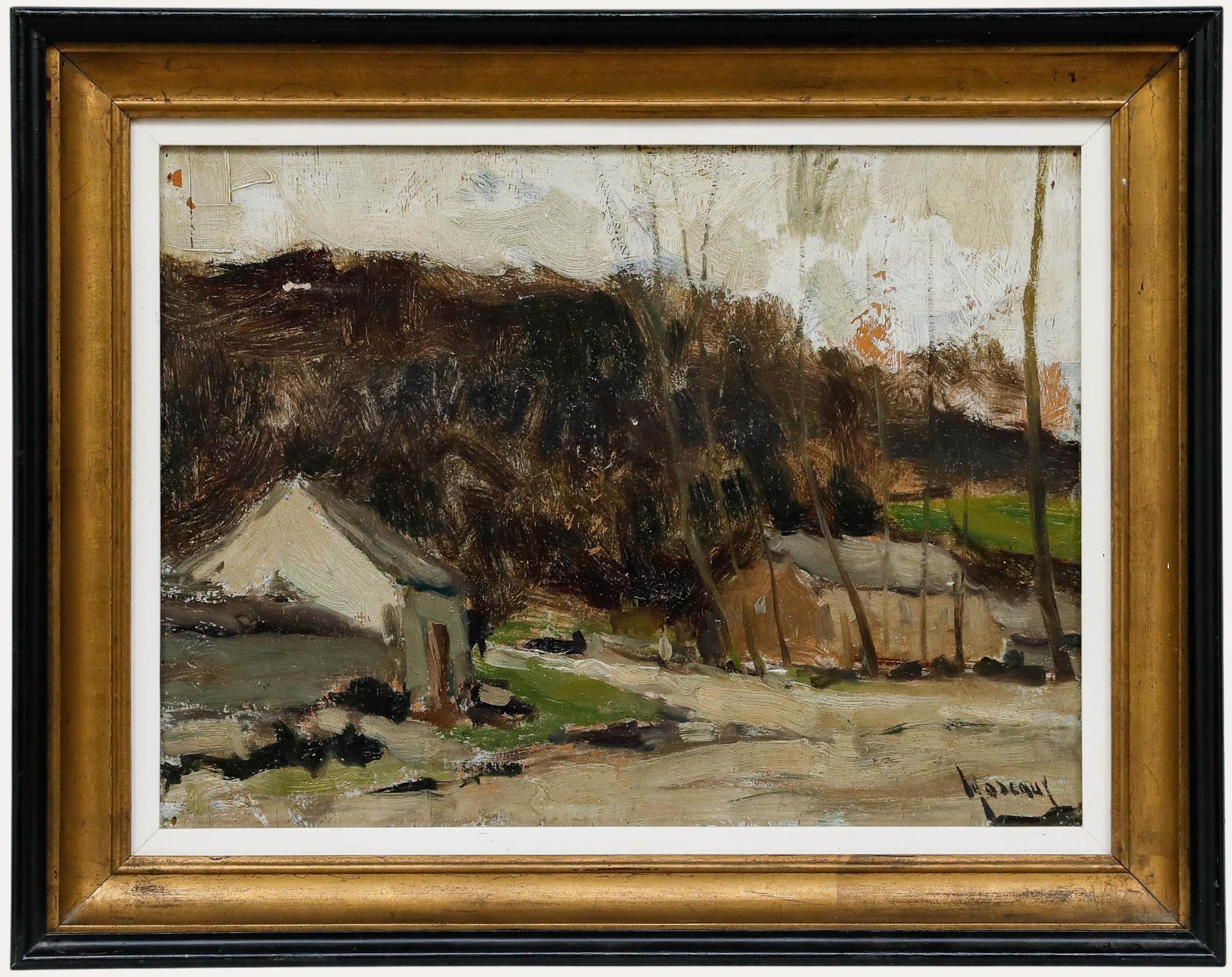Unknown Landscape Painting - Albert Mascaux (1900-1963) - Mid 20th Century Oil, Farm Scene