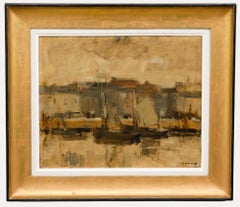 Vintage Albert Mascaux (1900-1963) - Mid 20th Century Oil, Port de Pêche