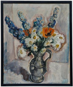 Albert Neuenschwander (1902-1984) - Olio del 1935 incorniciato, Natura morta di fiori