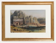 Albert Pollitt (1856-1926) - 20e siècle, Huile, Temples anciens de Petra