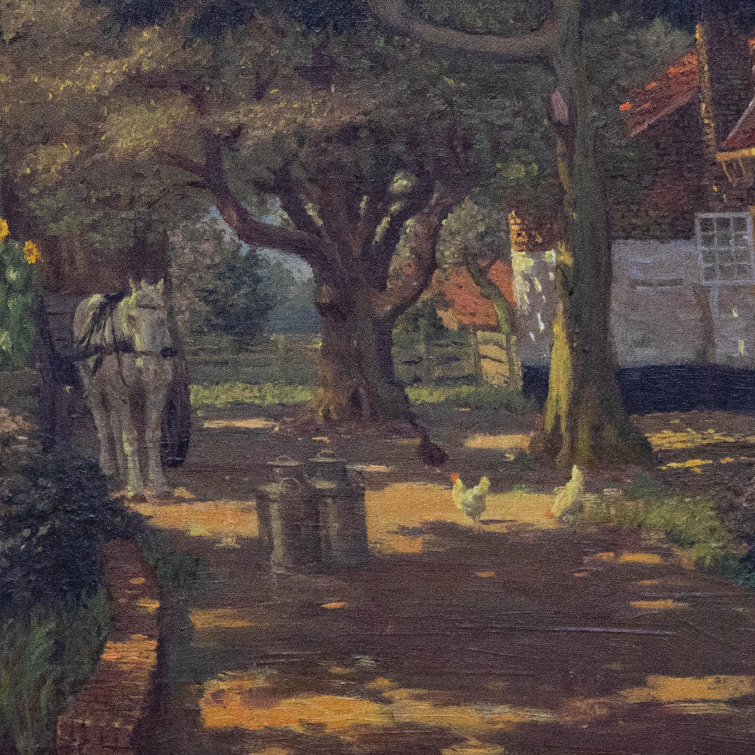 Albert Veenendaal - Olio olandese dei primi del Novecento, Aia soleggiata 1