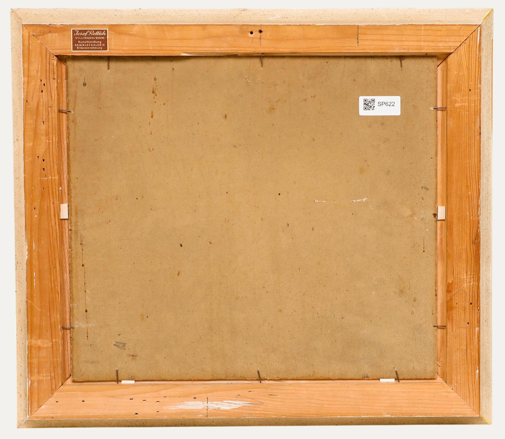 Albert Wachter - Début du 20e siècle Huile, Près du poêle - Marron Interior Painting par Unknown