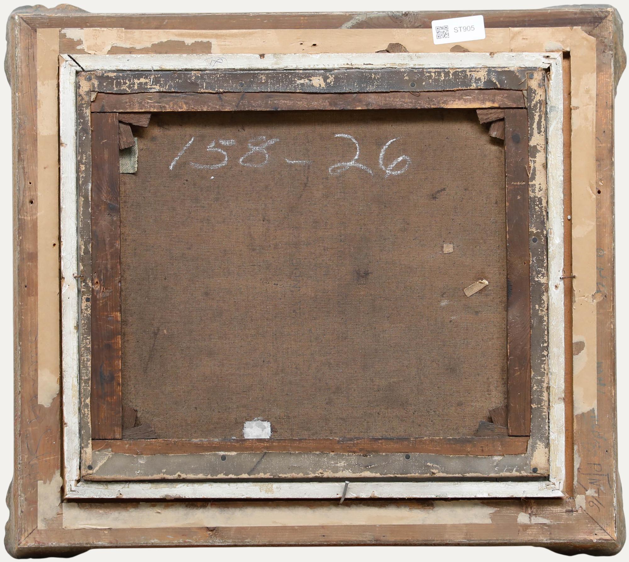 Albert Woods (1871-1944) - Early 20th Century Oil, Cattle by a Moonlit Farmstead - Black Animal Painting by Unknown