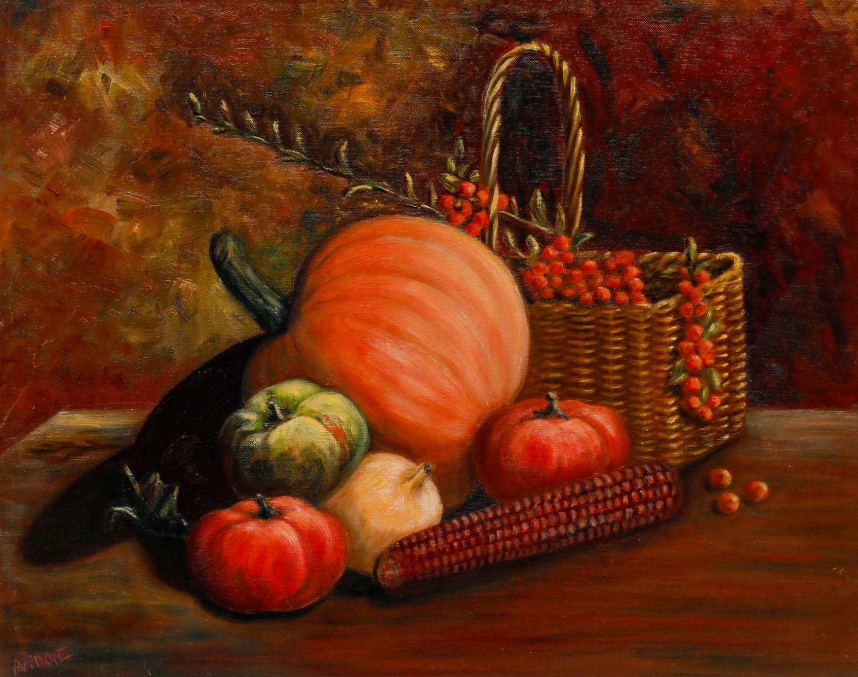 Albertina Vidone – Ölgemälde, Ernte-Stillleben, 20. Jahrhundert – Painting von Unknown