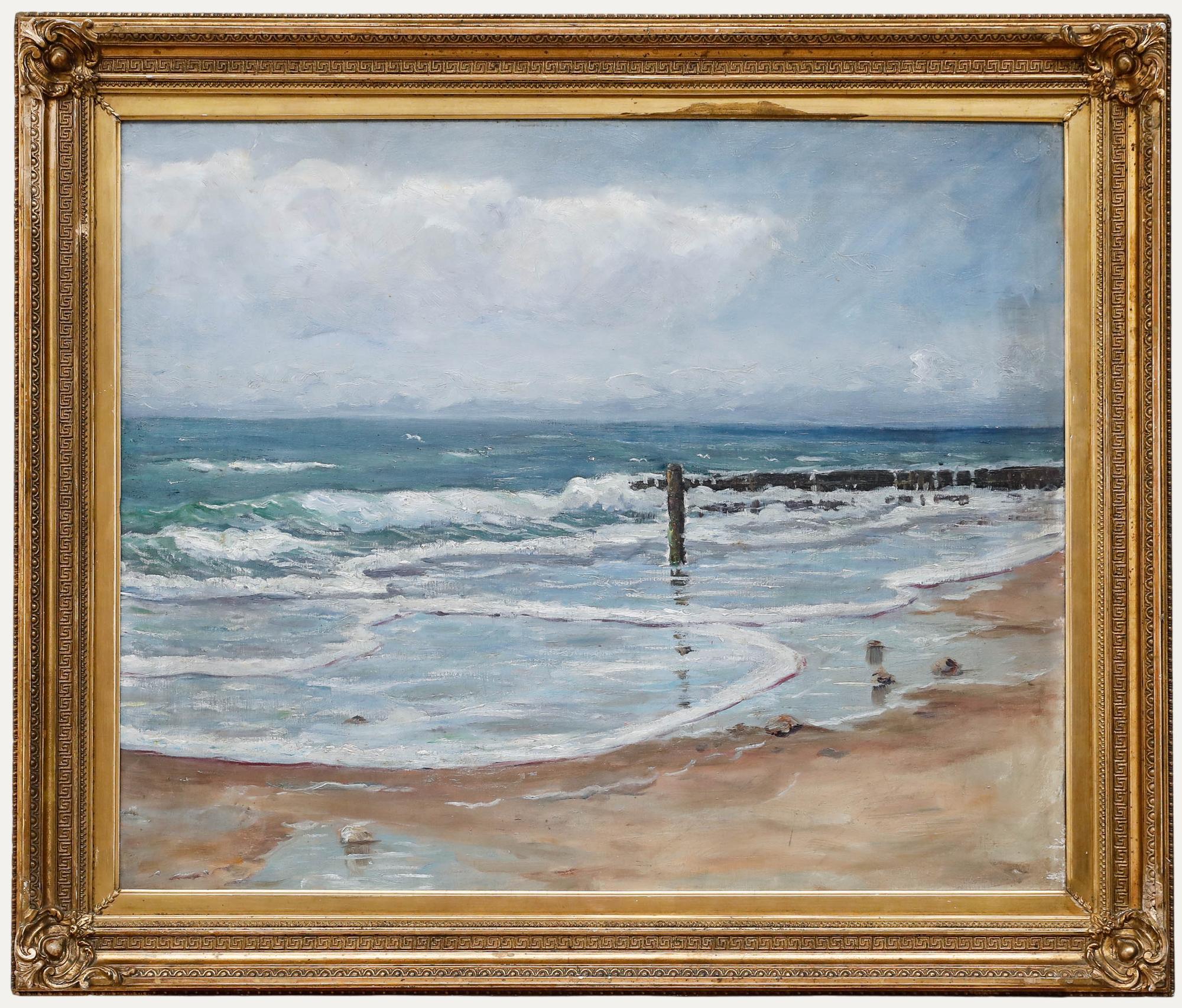 Unknown Figurative Painting - Albrecht von Buttlar - Fine 1896 Oil, Calm Sea