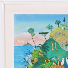 Alessandra Puppo Naive Folk Style Acrylic Painting on Canvas