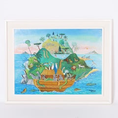 Naive Folk Style Acrylgemälde auf Leinwand von Alessandra Puppo