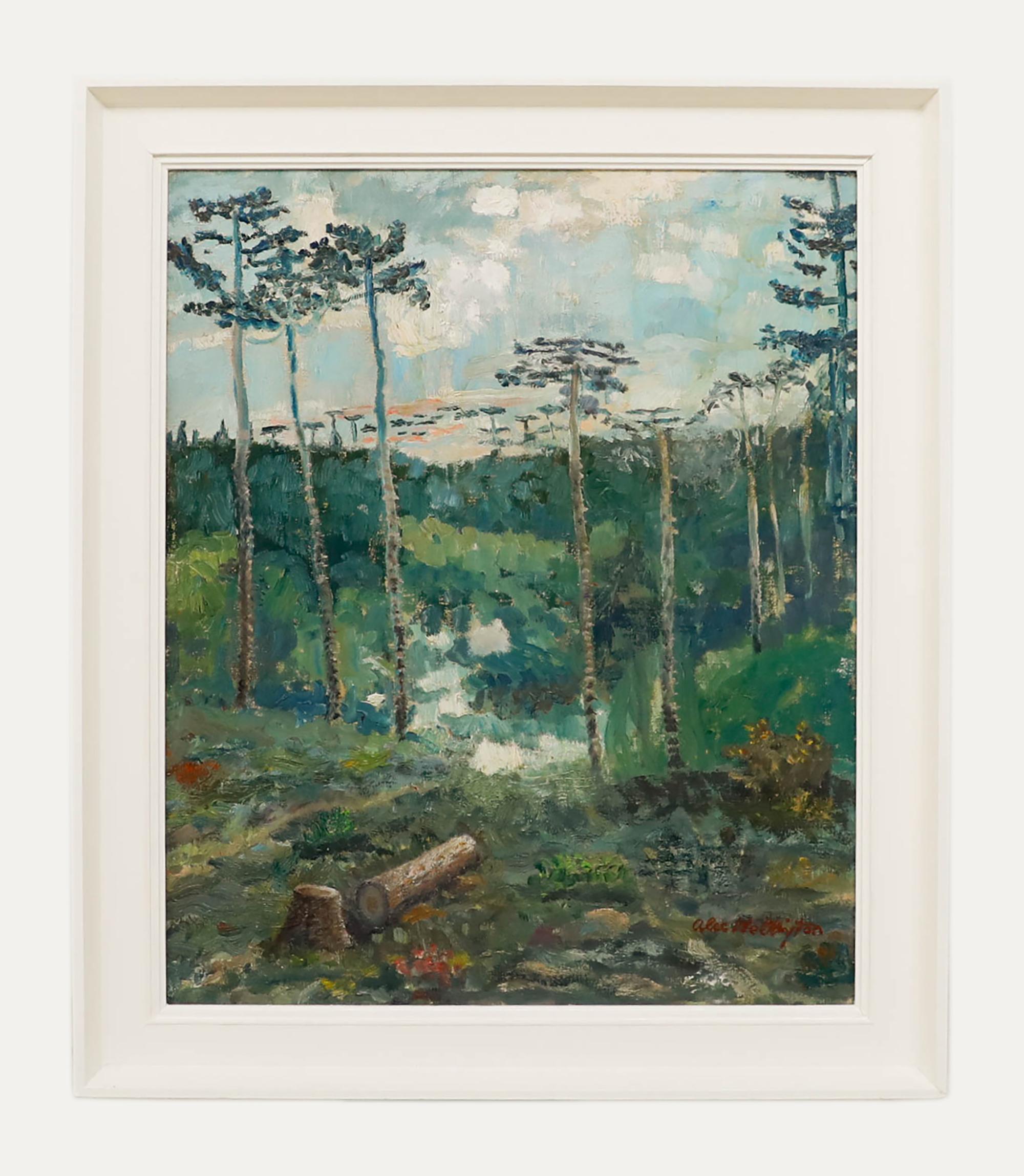 Alex Wellington - Gerahmtes Ölgemälde, Waldlandschaft, Mitte des 20. Jahrhunderts