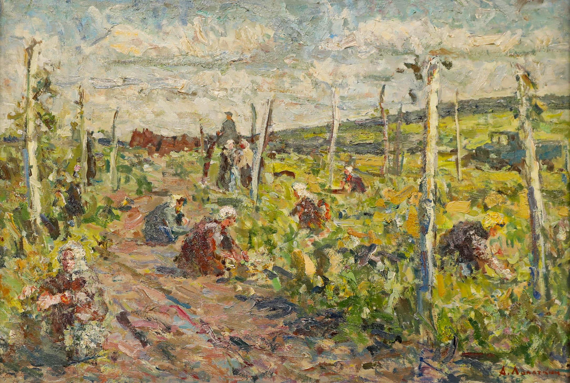 Alexander Field Lopadkin (1922-1996) - Petrolio 1994, Lavorare i campi - Painting di Unknown
