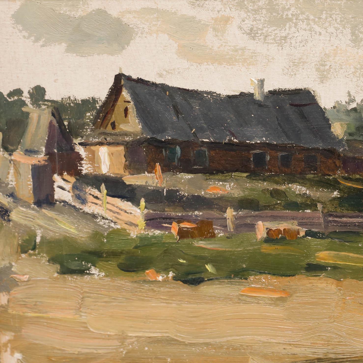 Alexander Vyatkin (1922-2012) - Gerahmtes Ölgemälde, Am Fluss Chusovaya (Braun), Landscape Painting, von Unknown