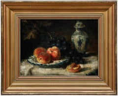 Alexandra von Berckholtz (1821-1899) - 1890 Oil, Still Life of Peaches & Grapes