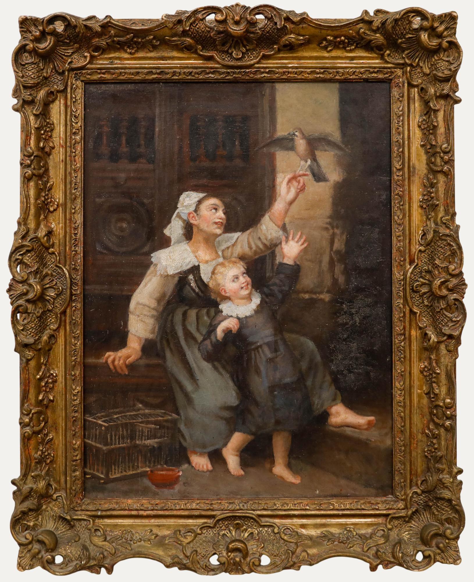 Alexandre Le Bihan (1837-1924) - Öl aus dem späten 19. Jahrhundert, Die Freilassung des Vogels