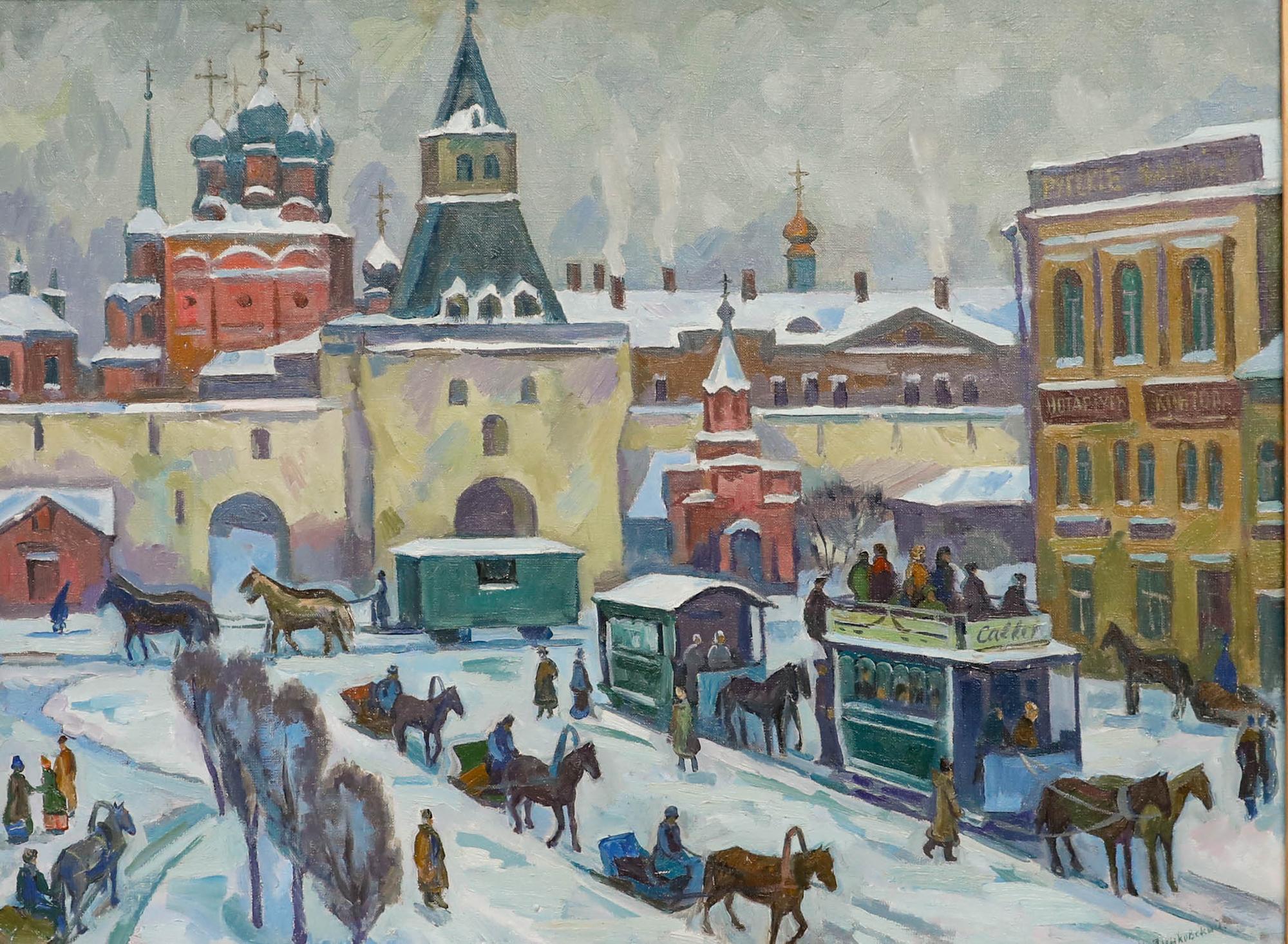 Alexandre Zinkovsky - Russian School Zeitgenössisches Öl, Chinatown, Moskau – Painting von Unknown