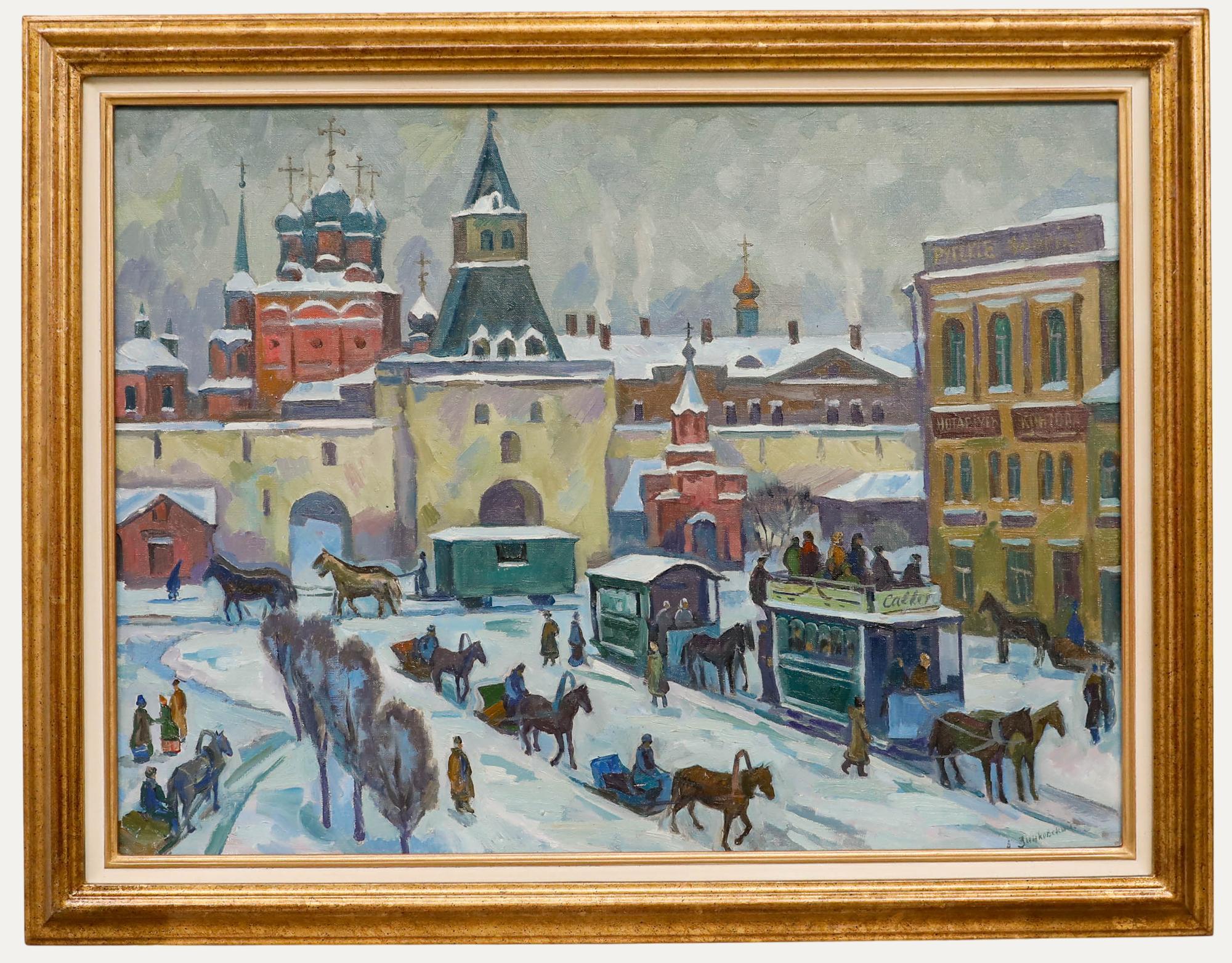 Alexandre Zinkovsky - Russian School Zeitgenössisches Öl, Chinatown, Moskau