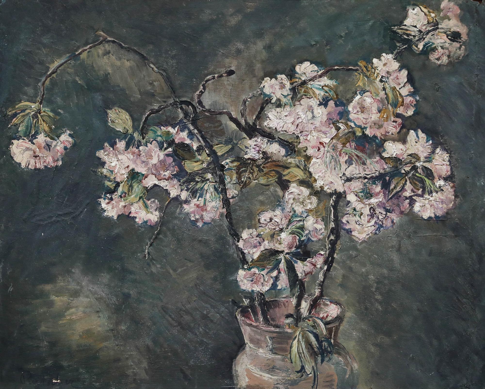 Alfons Purtscher (1885-1962) - Framed Mid 20th Century Oil, Magnolia in a Vase - Painting by Unknown