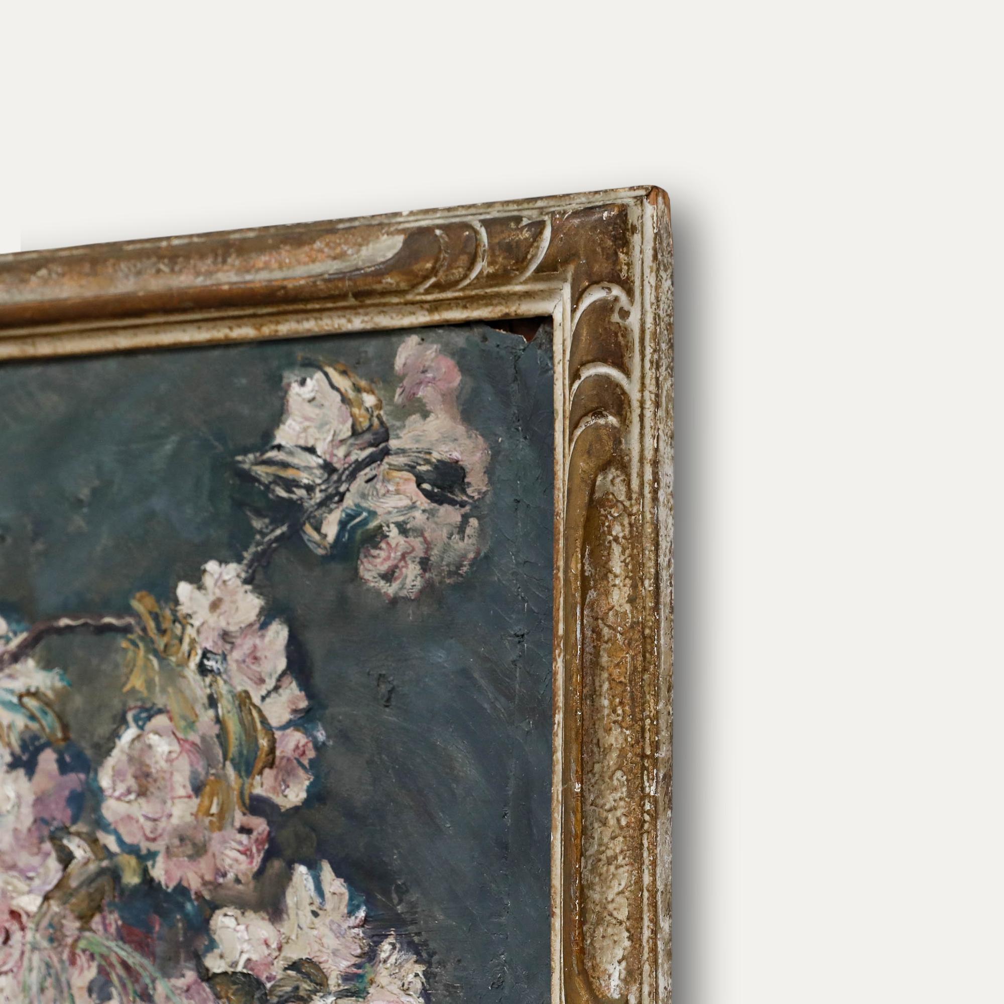 Alfons Purtscher (1885-1962) - Framed Mid 20th Century Oil, Magnolia in a Vase For Sale 1