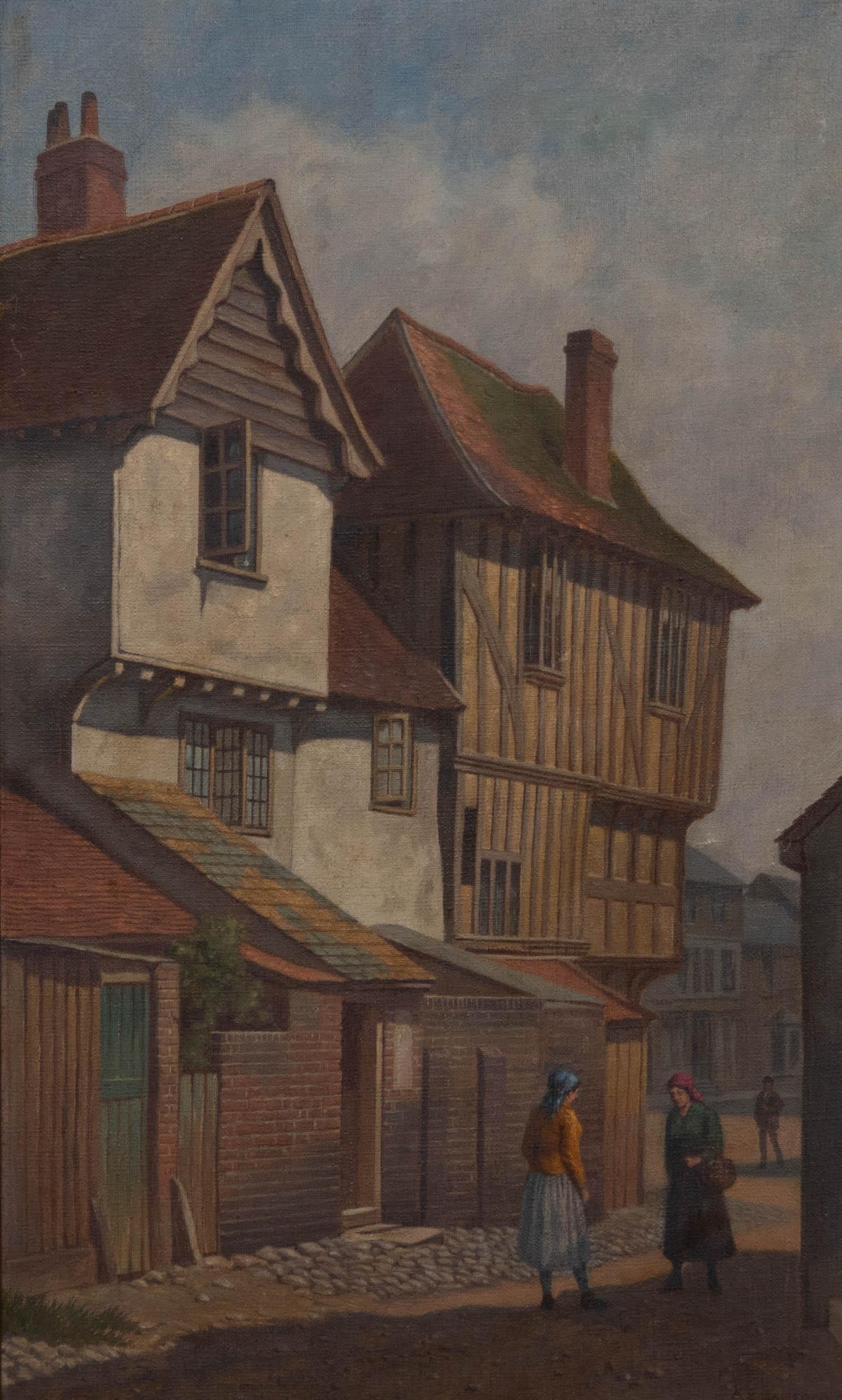 Alfred Bennett Bamford (fl.1880-1930) - Gerahmtes Ölgemälde, Rückstraße der Stadt – Painting von Unknown
