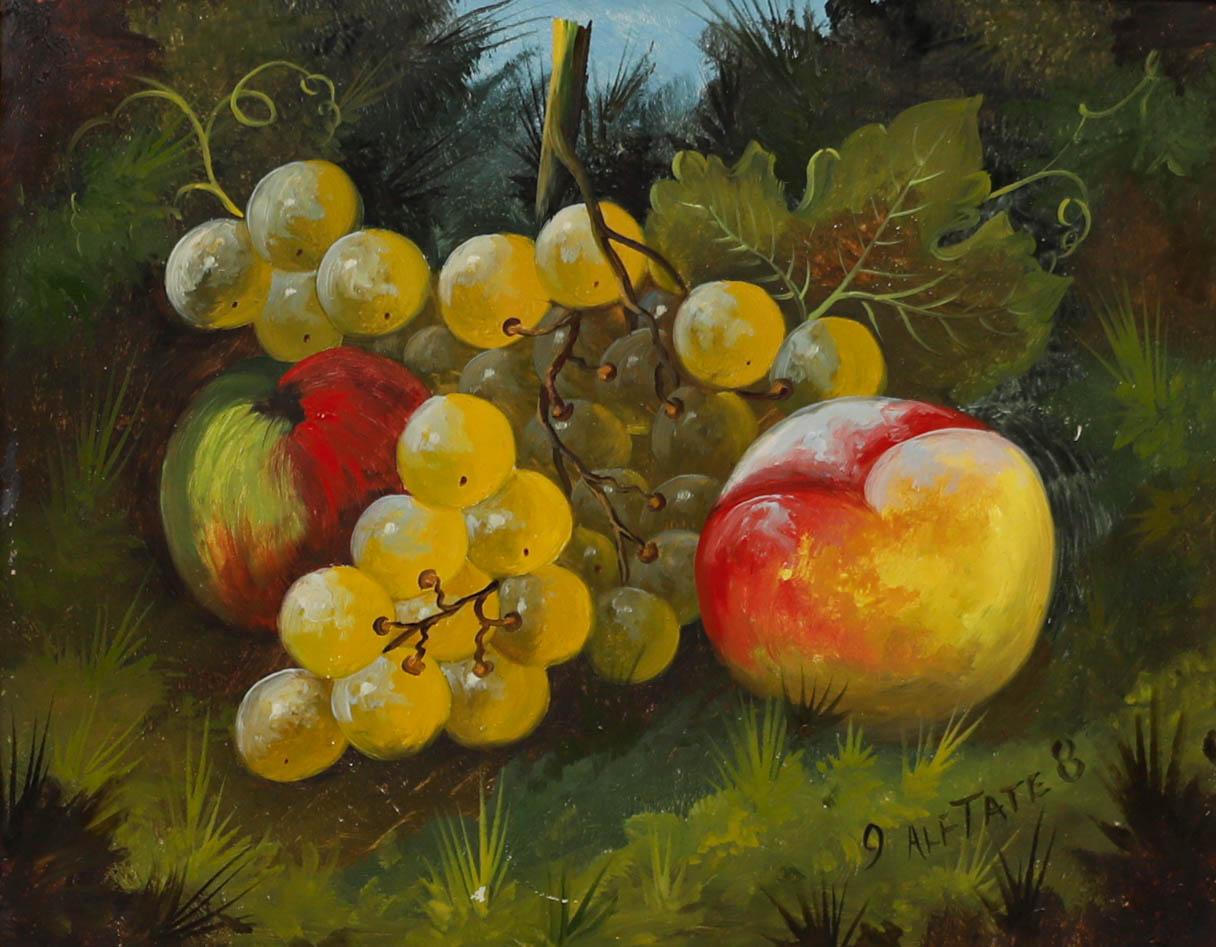 Alfred Tate - Framed Late 19th Century Oil, Still Life, Apples and Grapes - Painting by Unknown