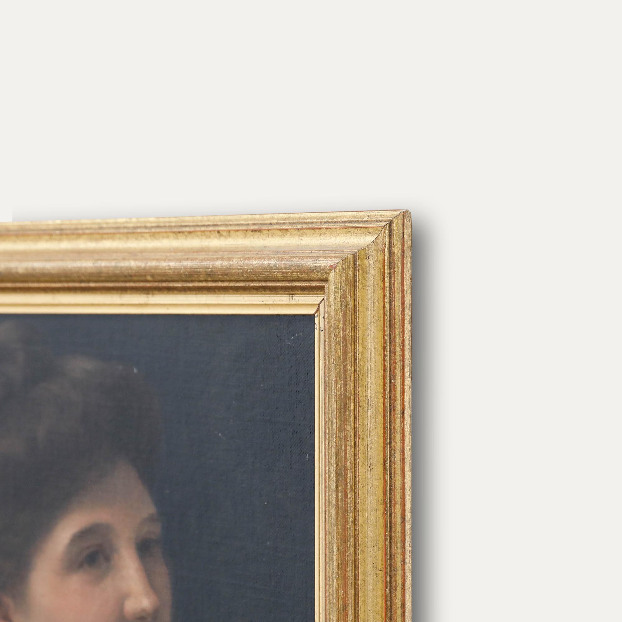 Alfred Ward (act.1873-1927) - Huile encadrée de la fin du XIXe siècle, Portrait d'une dame en vente 1