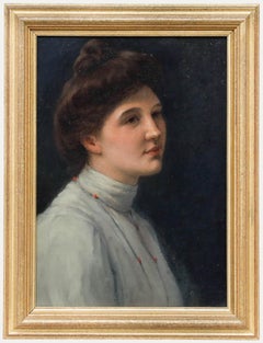 Alfred Ward (act.1873-1927) - Huile encadrée de la fin du XIXe siècle, Portrait d'une dame