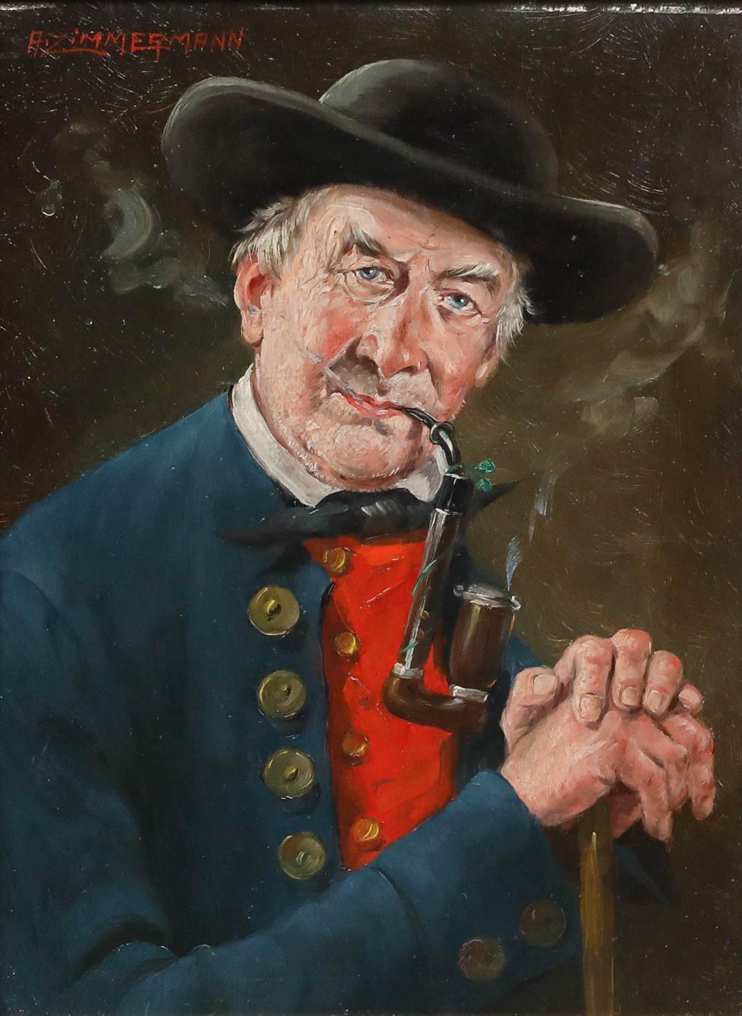Alfred Zimmermann (1854-1910) - Öl aus dem späten 19. Jahrhundert, Schwarzwaldbauern – Painting von Unknown