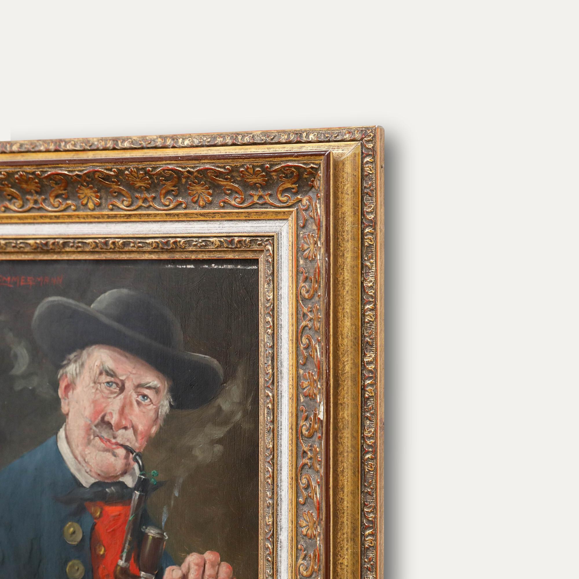 Alfred Zimmermann (1854-1910) - Öl aus dem späten 19. Jahrhundert, Schwarzwaldbauern im Angebot 1