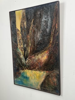 Alice Marcus " Landscape with Foil " Oil on Canvas Painting Framed, 1960's