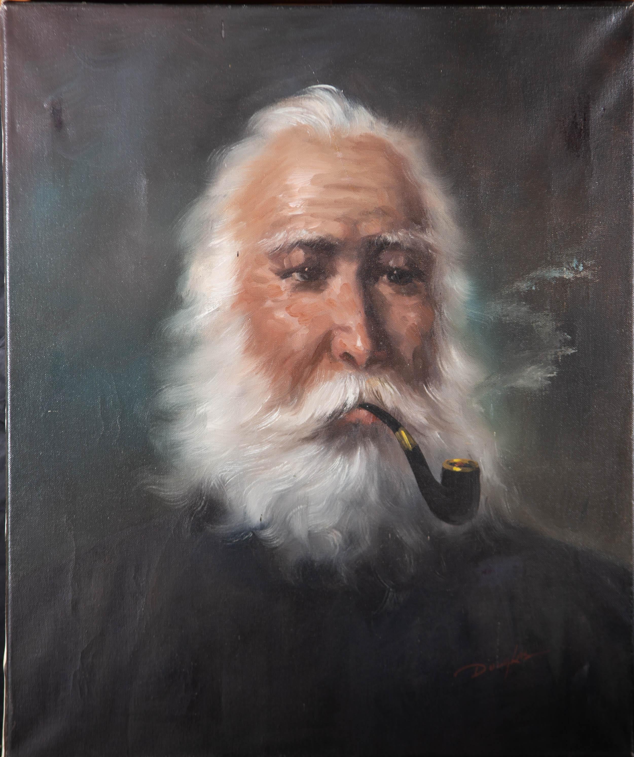 Alistair Douglas - Mid 20th Century Oil, Old Gentleman with a Pipe - Painting by Unknown