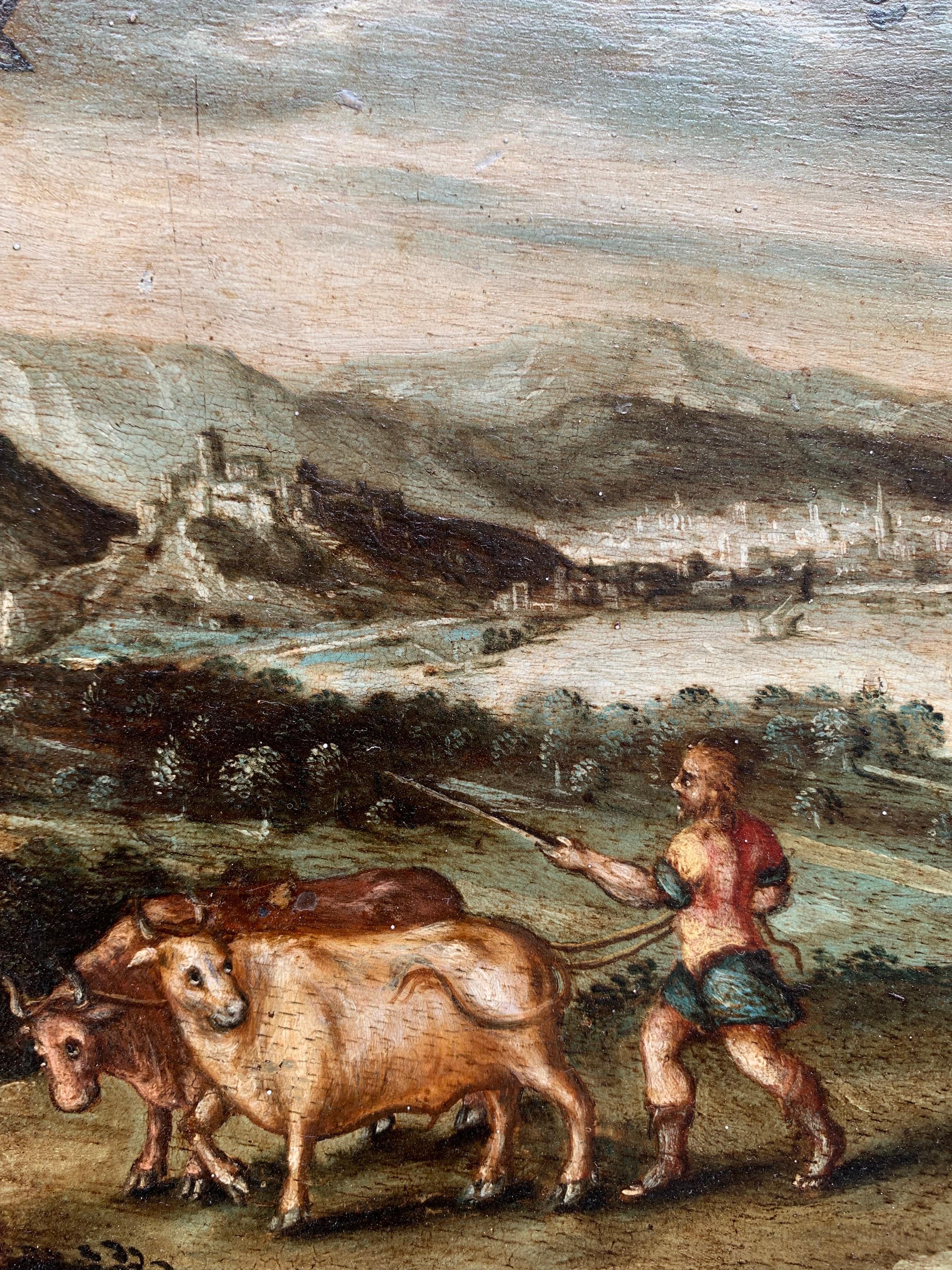 Allegory of Politics, Myth of Hercules and Cacus.
Period: Late 16th Century

Technique: Oil on Wooden Panel
:
This painting depicts the legendary scene in which Hercules defeats Cacus.
According to the legend, Cacus was a monstrous giant who