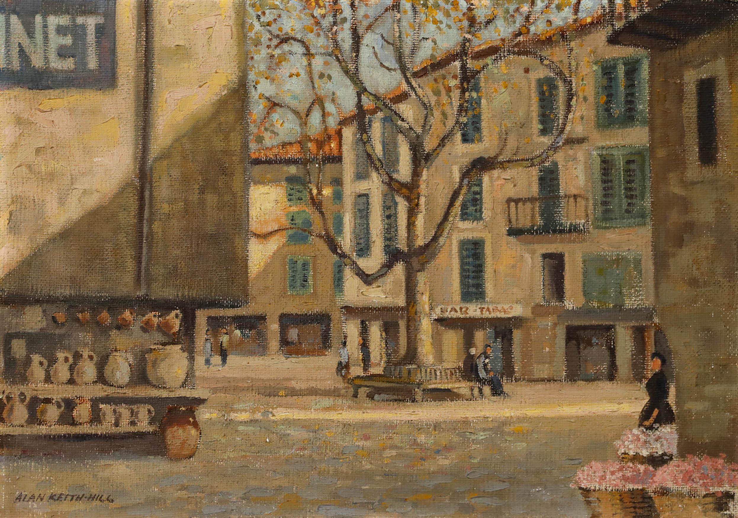 Allen Keith Hill  Ölgemälde, Place du Peyra, Mitte des 20. Jahrhunderts – Painting von Unknown
