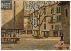 Allen Keith Hille  - Milieu du XXe siècle Huile, Place du Peyra