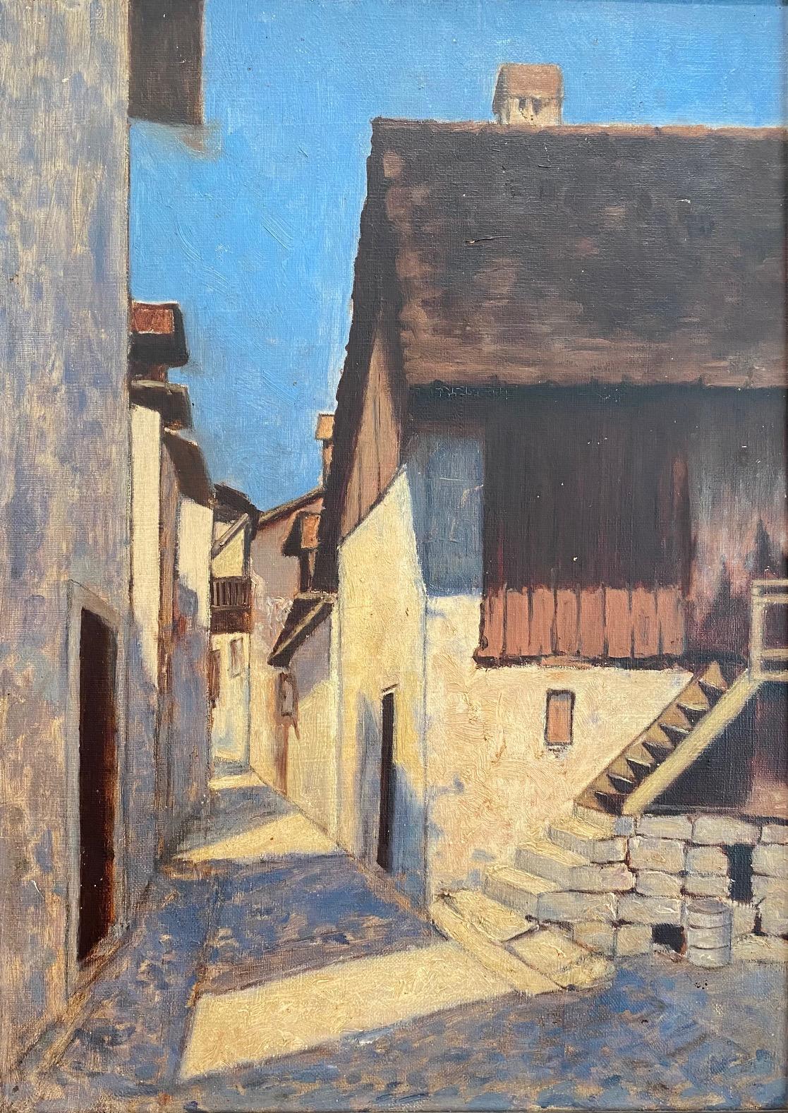 Alley in Valais Switzerland - Oil on canvas 34x46 cm