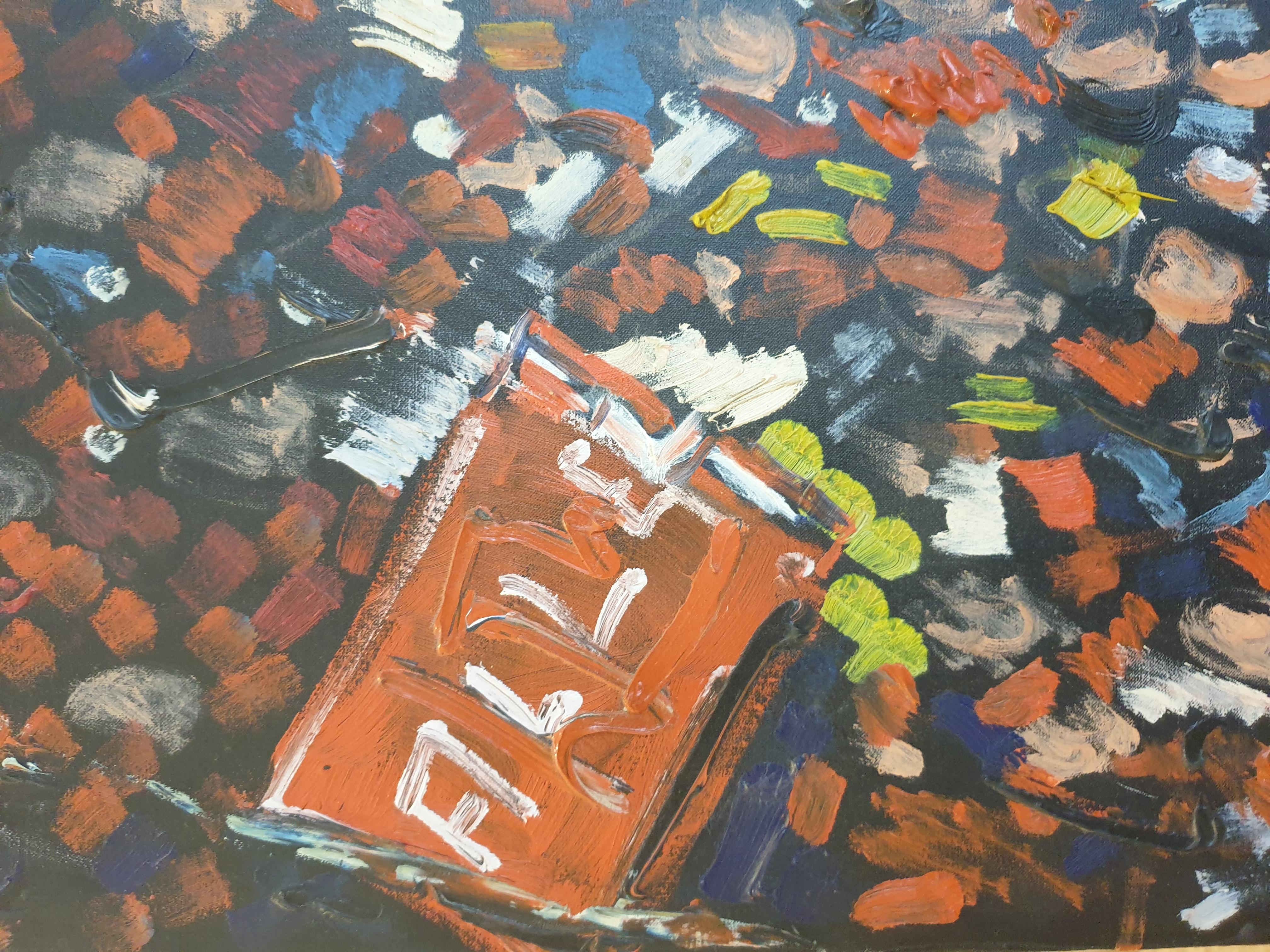 'Allez!' At the Match. Toulon Rugby Club. Large Expressionist Oil on Canvas. For Sale 5