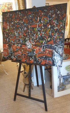 'Allez!' At the Match. Toulon Rugby Club. Large Expressionist Oil on Canvas.