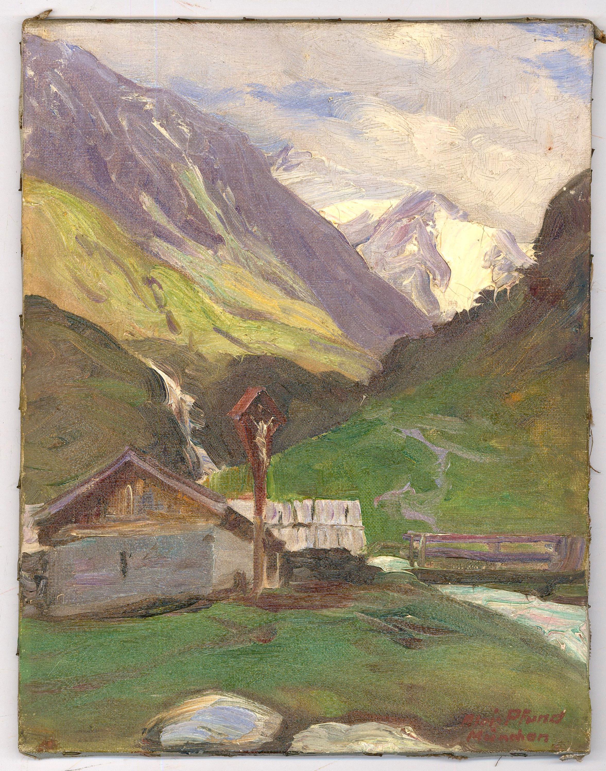 Alois Pfund (1876-1946) - Early 20th Century Oil, Mittenwald, Bavarian Alps - Painting by Unknown